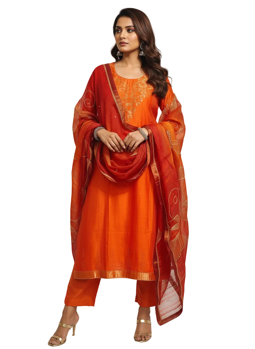 Semi Stitched Formal Chanderi Suitset