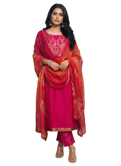 Semi Stitched Formal Chanderi Suitset