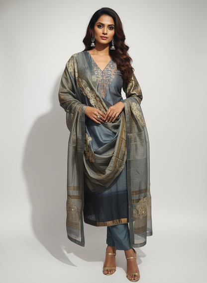 Semi Stitched Formal Chanderi Suitset