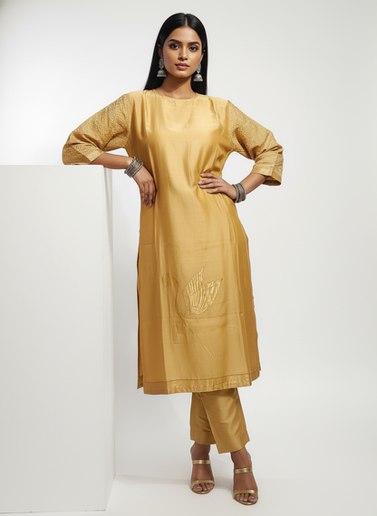 Semi Stitched Formal chanderi Kurta