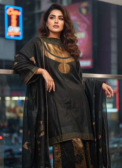 Semi Stitched Chanderi coordset dress