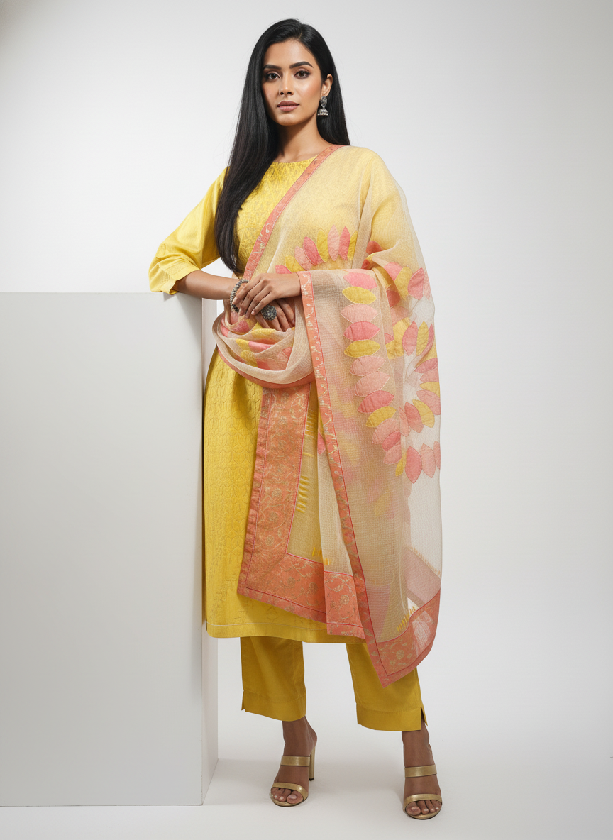 Semi Stitched Formal Chanderi Suitset
