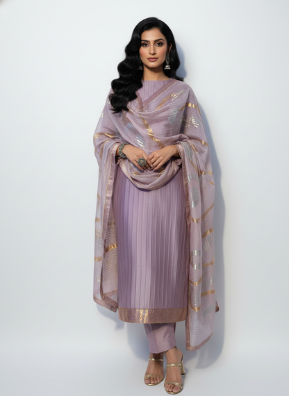 Semi Stitched Formal chanderi Suitset