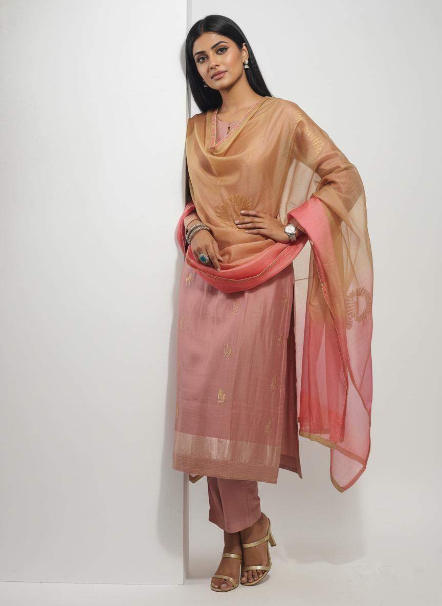 Semi Stitched Formal Chanderi Suitset