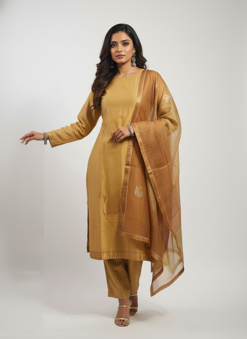 Semi Stitched Formal Chanderi Suitset