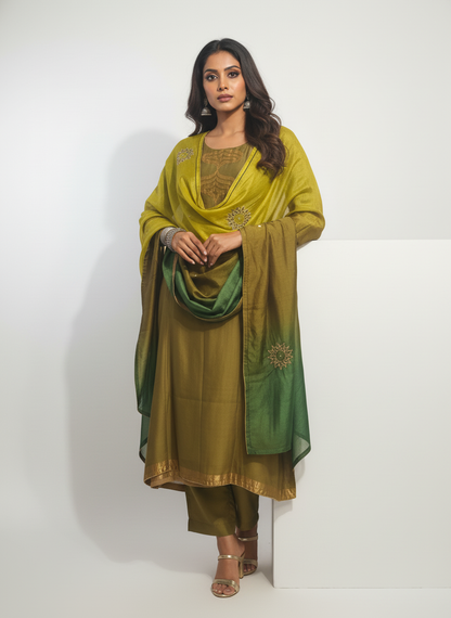 Semi Stitched Formal Chanderi Suitset