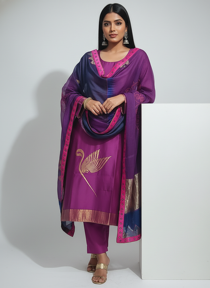 Semi Stitched Formal Chanderi Suitset