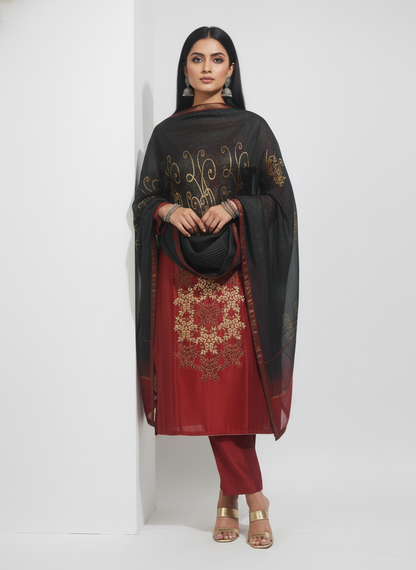 Semi Stitched Formal Chanderi Suitset
