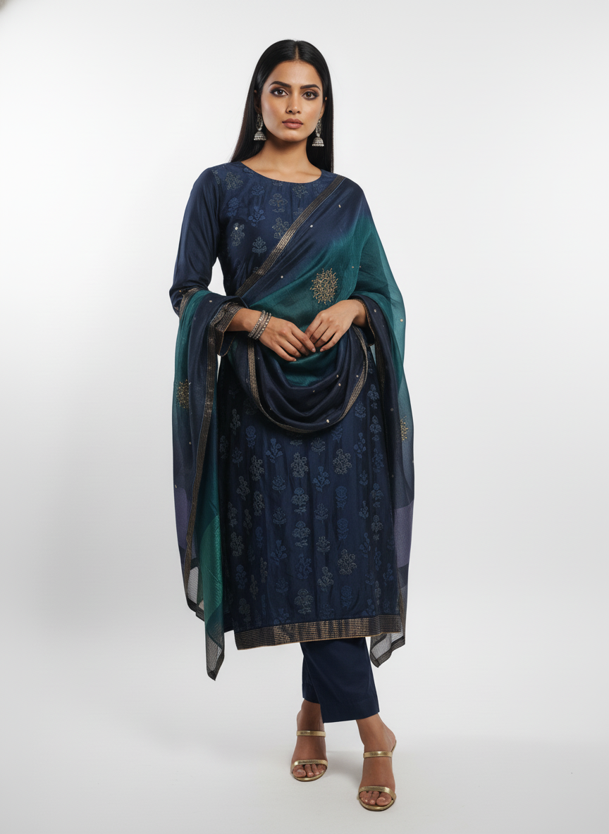 Semi Stitched Formal Chanderi Suitset