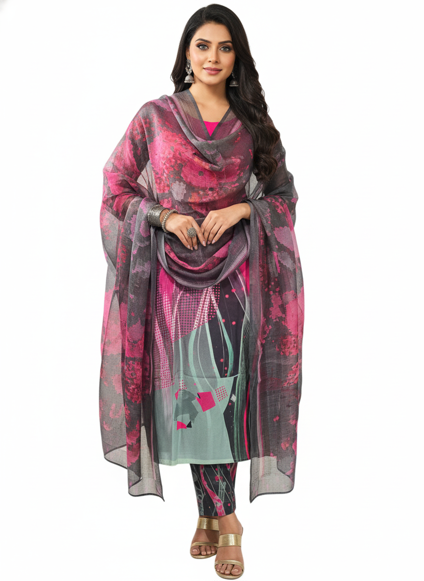 Semi Stitched Chanderi Casual Suitset VISHAL KAPUR