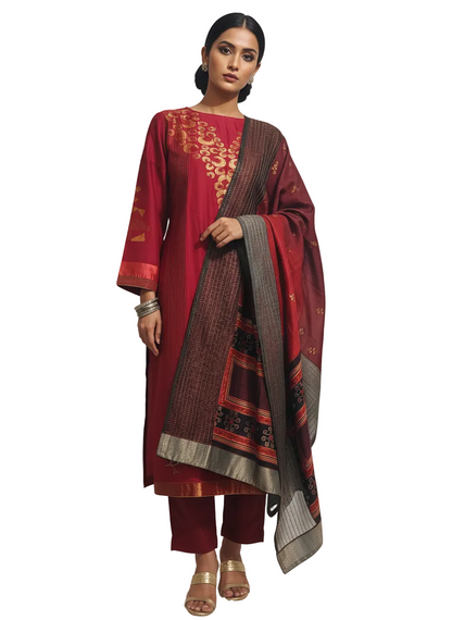 Semi Stitched Formal Chanderi Suitset