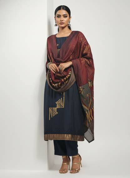 Semi Stitched Formal Chanderi Suitset