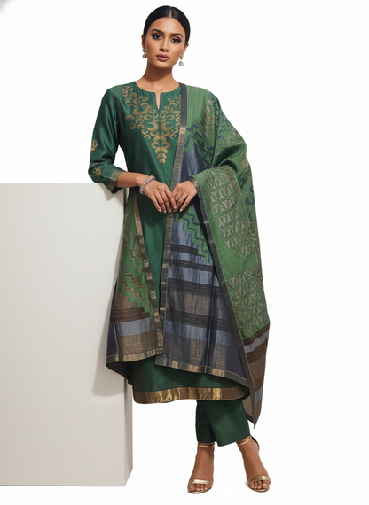 Semi Stitched Formal Chanderi Suitset