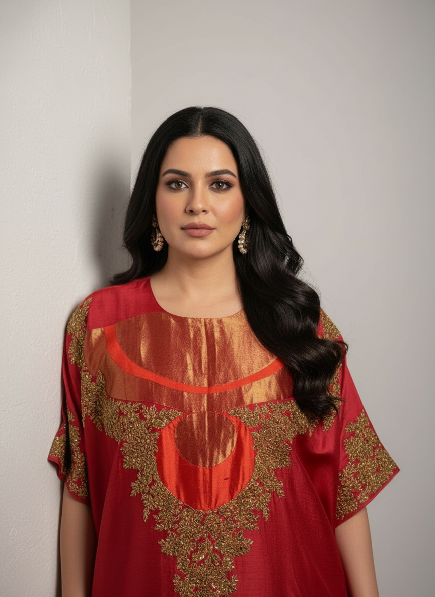 Semi Stitched Chanderi coordset dress