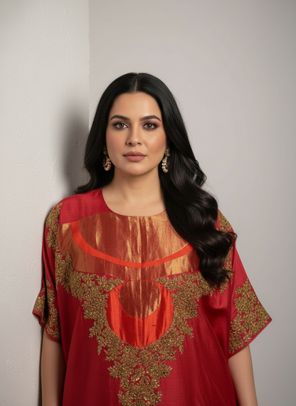 Semi Stitched Chanderi coordset dress