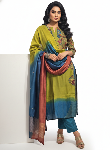 Semi Stitched Formal chanderi Suitset