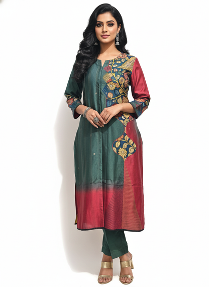 Semi Stitched Formal chanderi Suitset