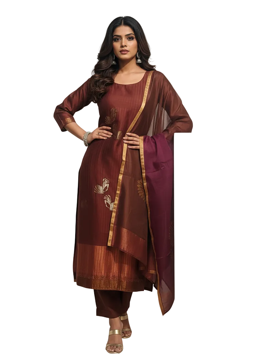 Semi Stitched Formal Chanderi Suitset