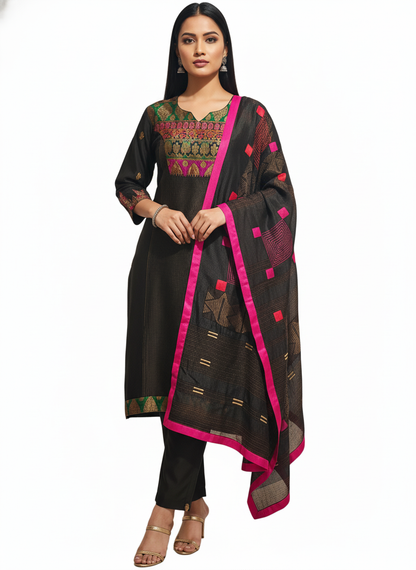 Semi Stitched Formal Chanderi Suitset