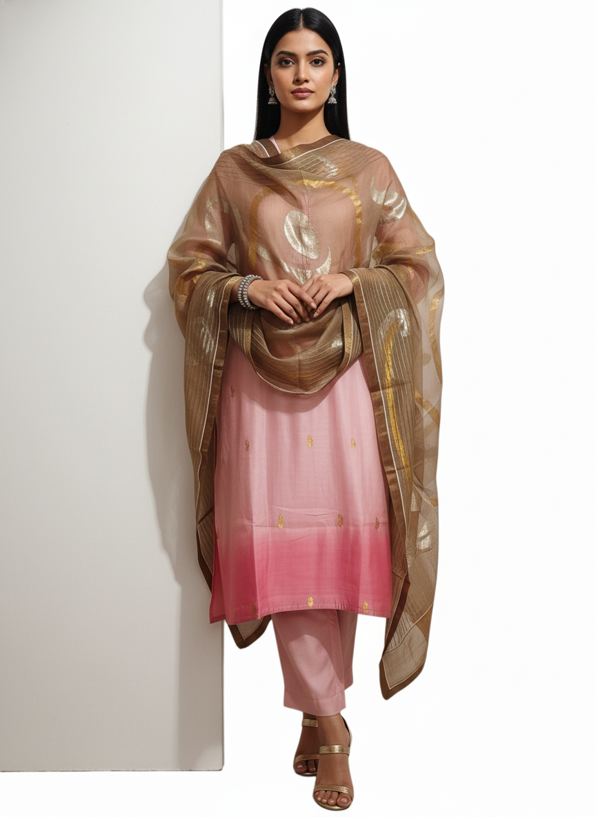 Semi Stitched Formal Chanderi Suitset