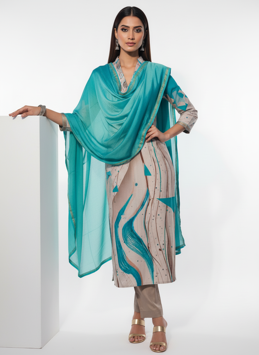 Semi Stitched Cotton casual Suitset