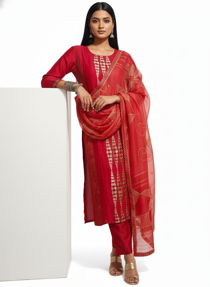 Semi Stitched Formal Chanderi Suitset