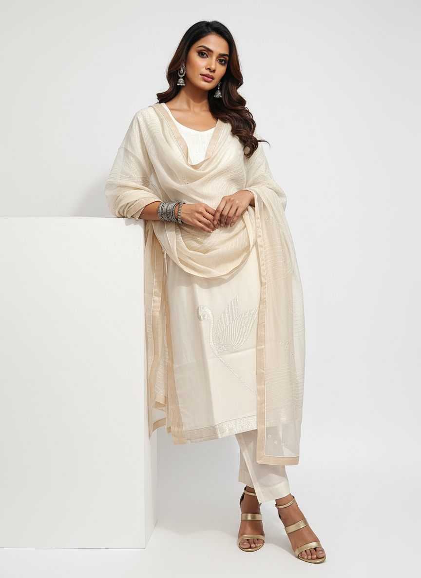 Semi Stitched Formal Chanderi Suitset