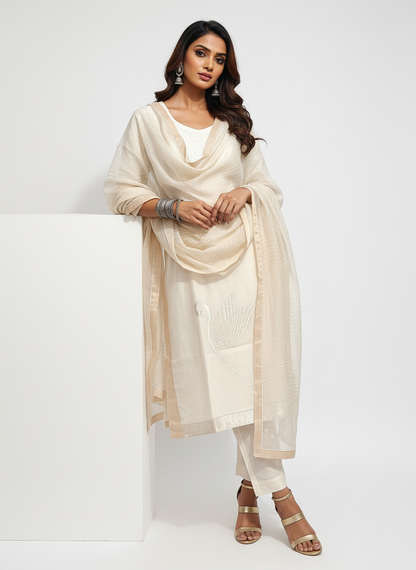 Semi Stitched Formal Chanderi Suitset