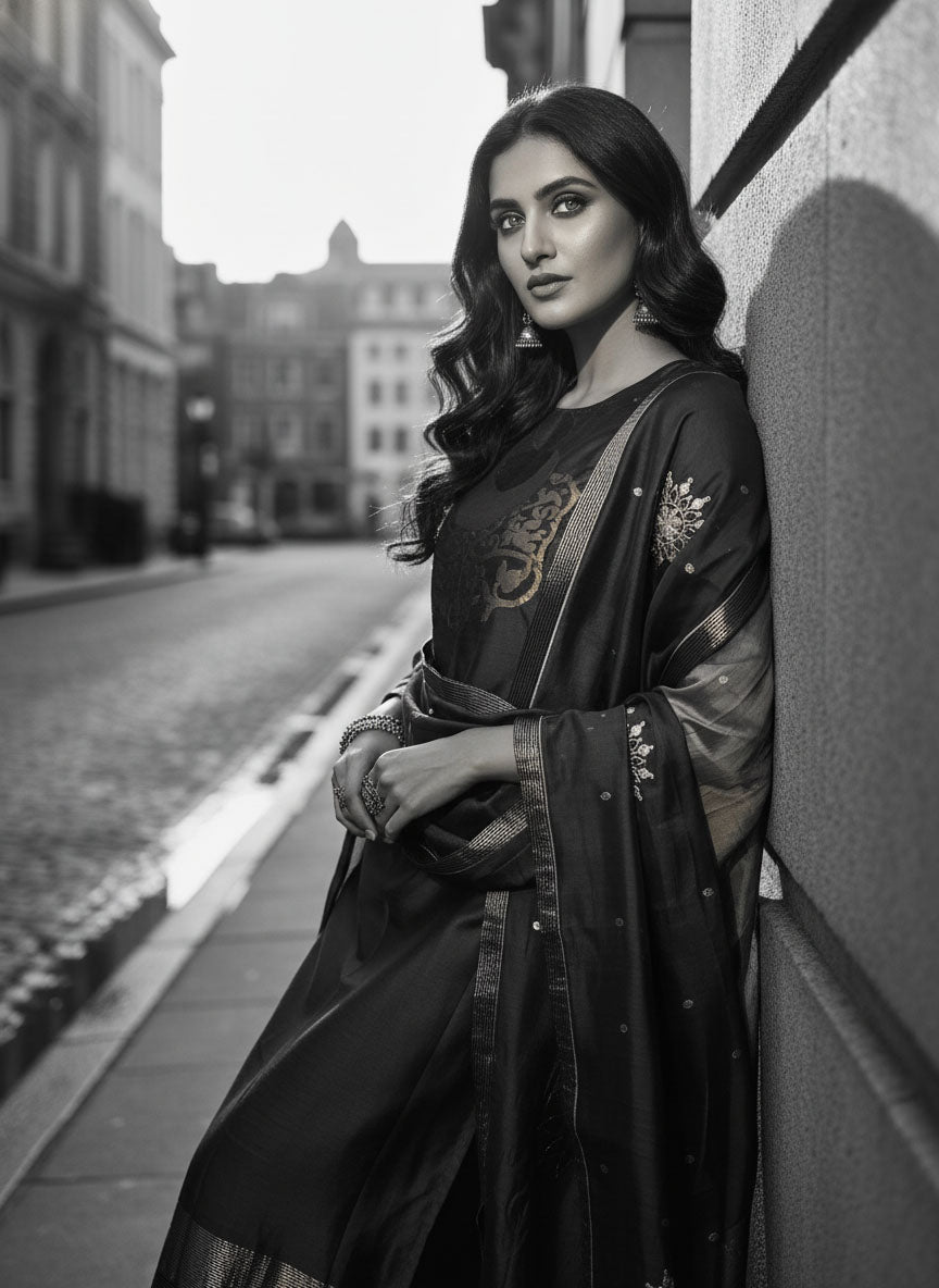 Semi Stitched Formal chanderi Suitset