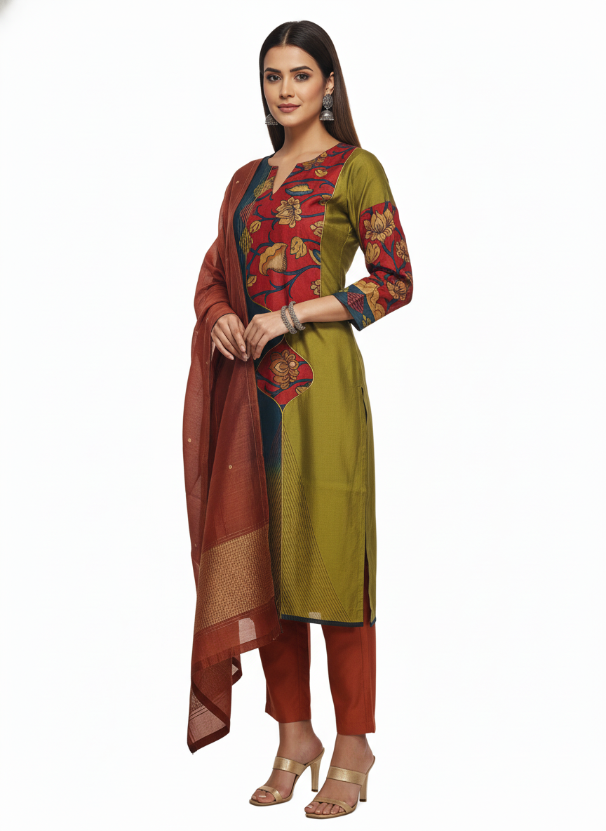 Semi Stitched Formal Chanderi Suitset