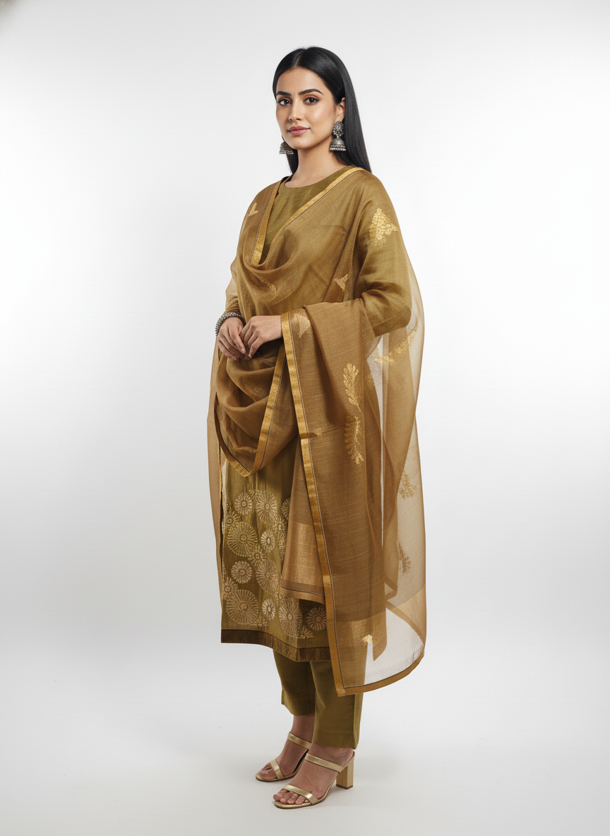 Semi Stitched Formal Chanderi Suitset