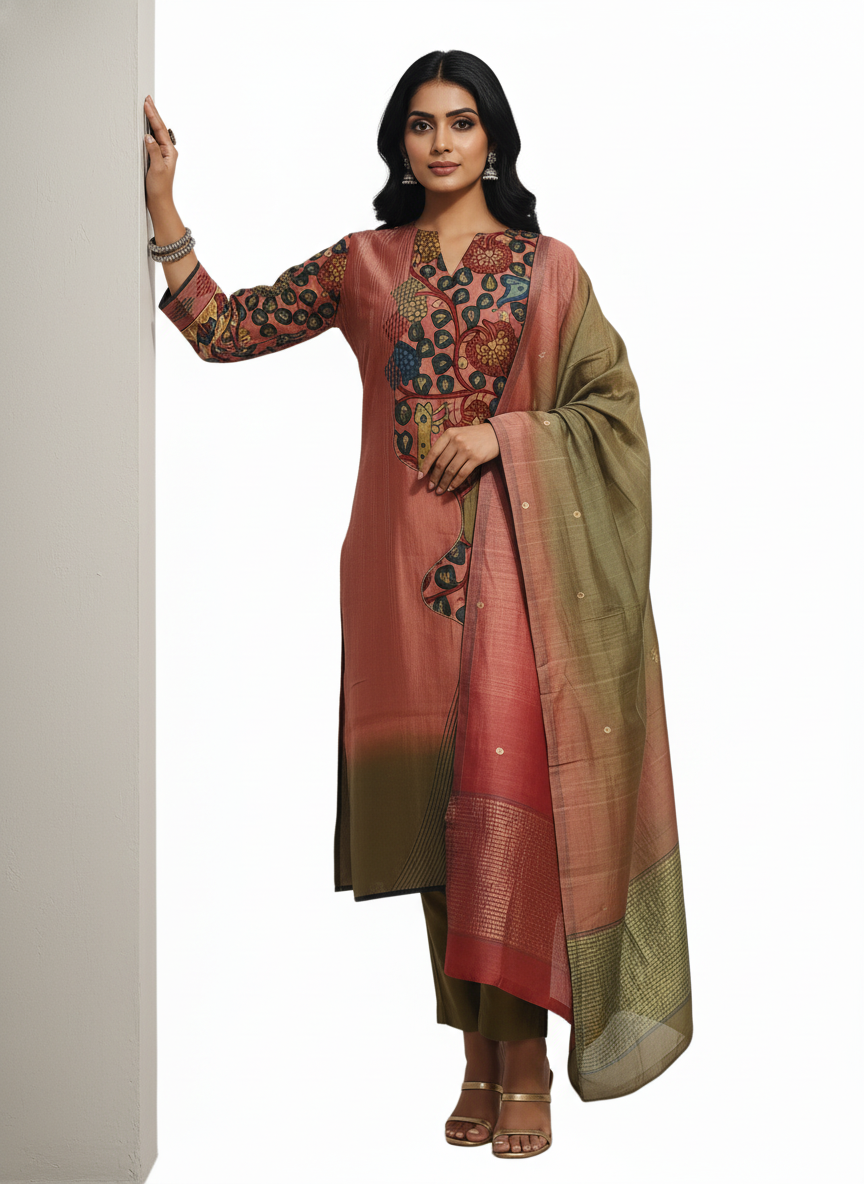Semi Stitched Formal Chanderi Suitset