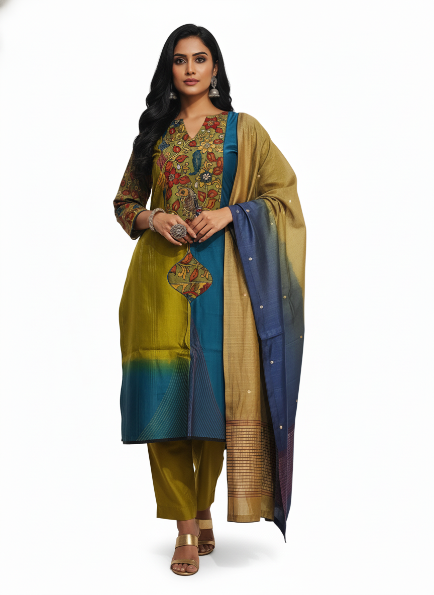 Semi Stitched Formal Chanderi Suitset