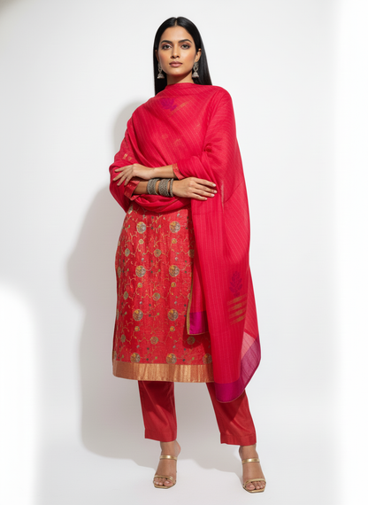 Semi Stitched Formal Chanderi Suitset