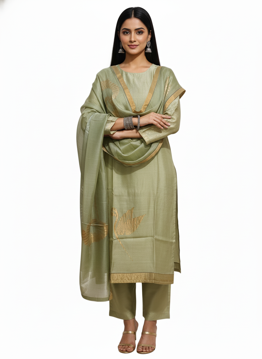 Semi Stitched Formal Chanderi Suitset