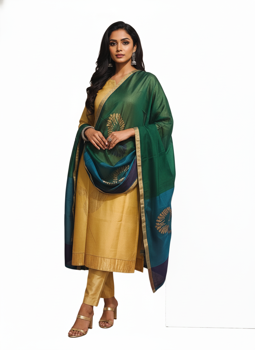 Semi Stitched Formal Chanderi Suitset
