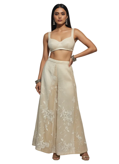 Formal chanderi Embroidered Palazzo pant