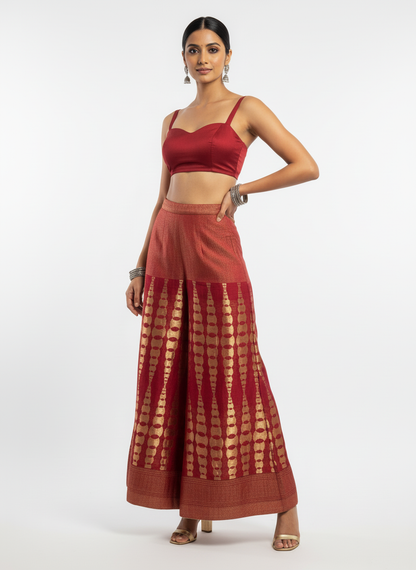 Formal chanderi Embroidered Palazzo pant