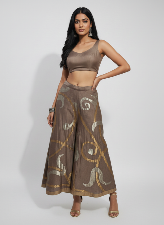 Formal chanderi zari woven sharara