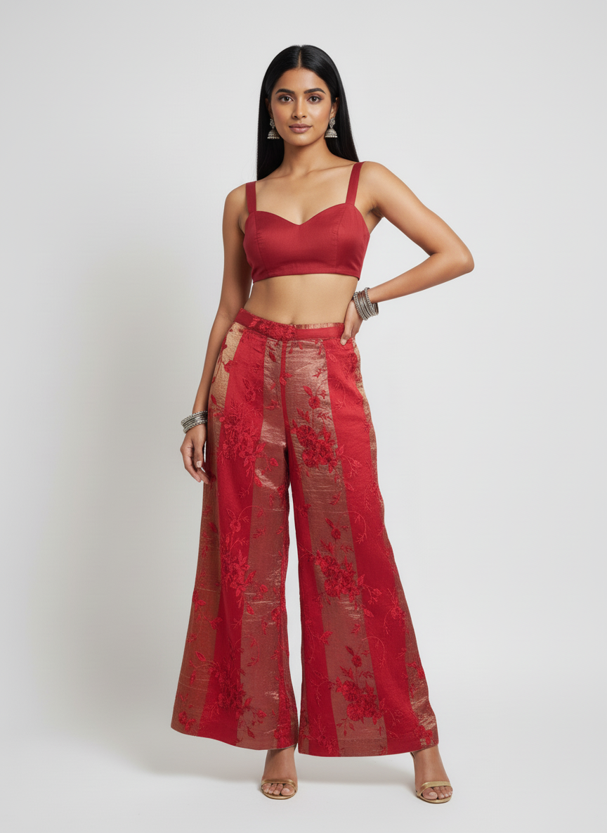 Formal chanderi Embroidered Palazzo pant