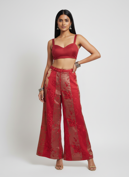 Formal chanderi Embroidered Palazzo pant