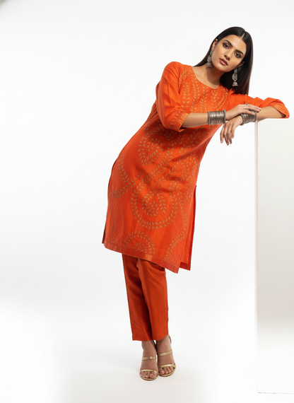 Semi Stitched silk cutwork applique Short Tunic