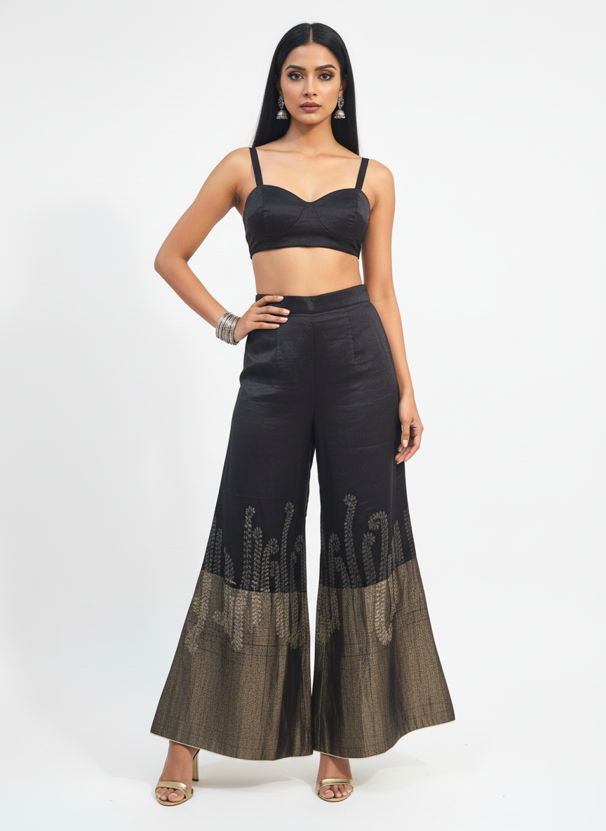 Formal Chanderi Zari embroidered Palazzo pant
