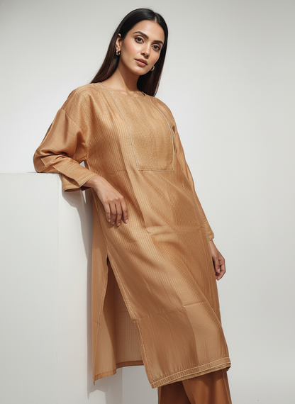 Semi Stitched Formal chanderi Kurta