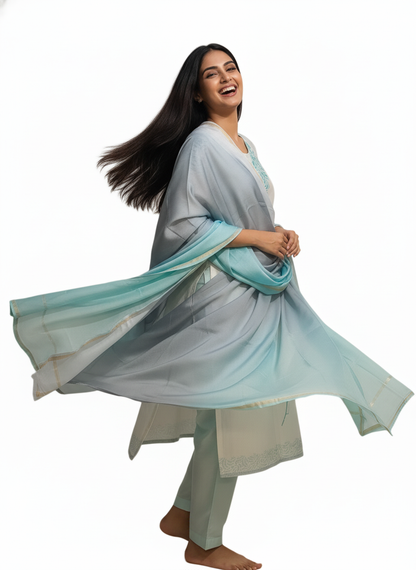 Semi Stitched Chanderi Casual Suitset