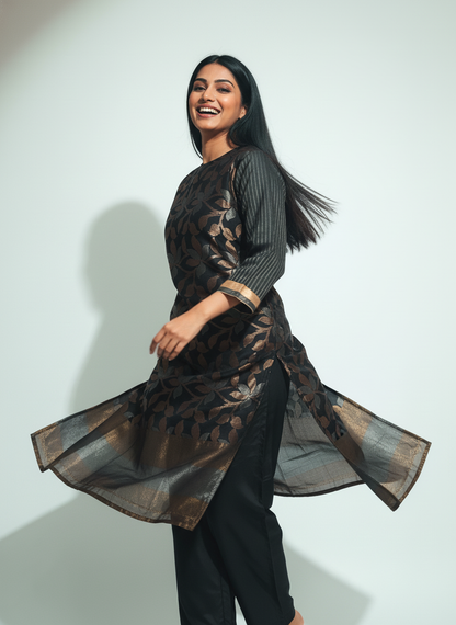 Semi Stitched Formal chanderi Kurta