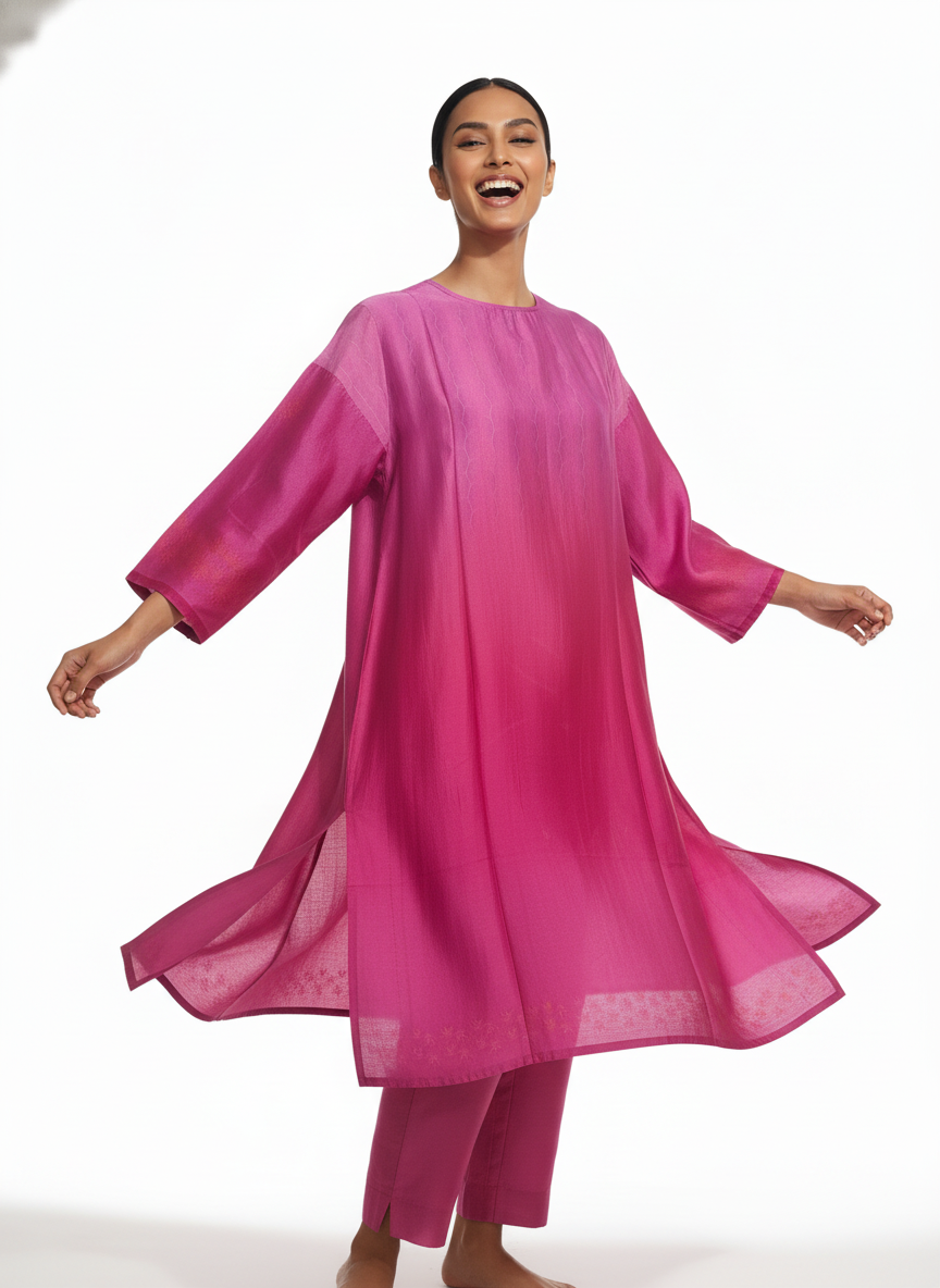 Semi Stitched Cotton Satin Kurta