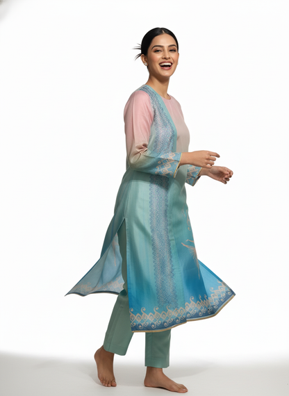 Semi Stitched Chanderi Kurta