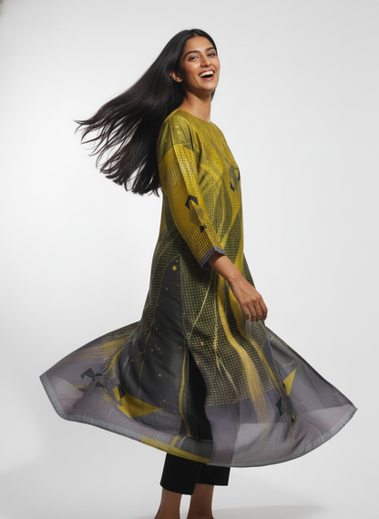 Semi Stitched Chanderi Kurta