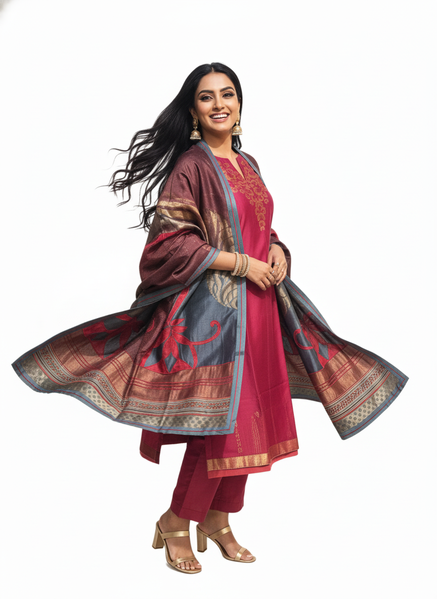 Semi Stitched Formal Chanderi Suitset